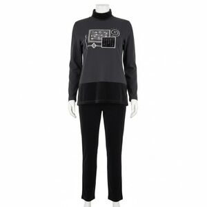 Bobbie Brooks Outfit S Vintage 90s Mock Neck Velour Patchwork Top Pants Set Goth